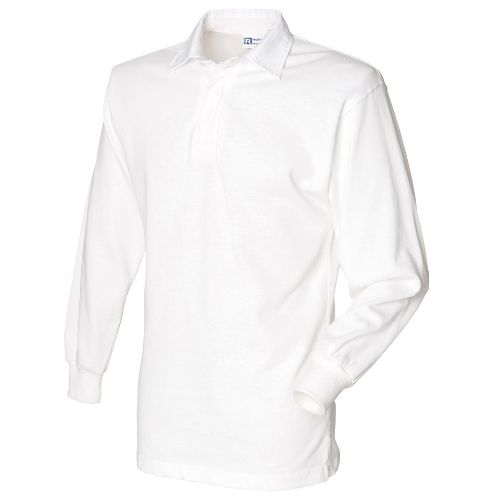 Front Row Long Sleeve Plain Rugby Shirt White/White